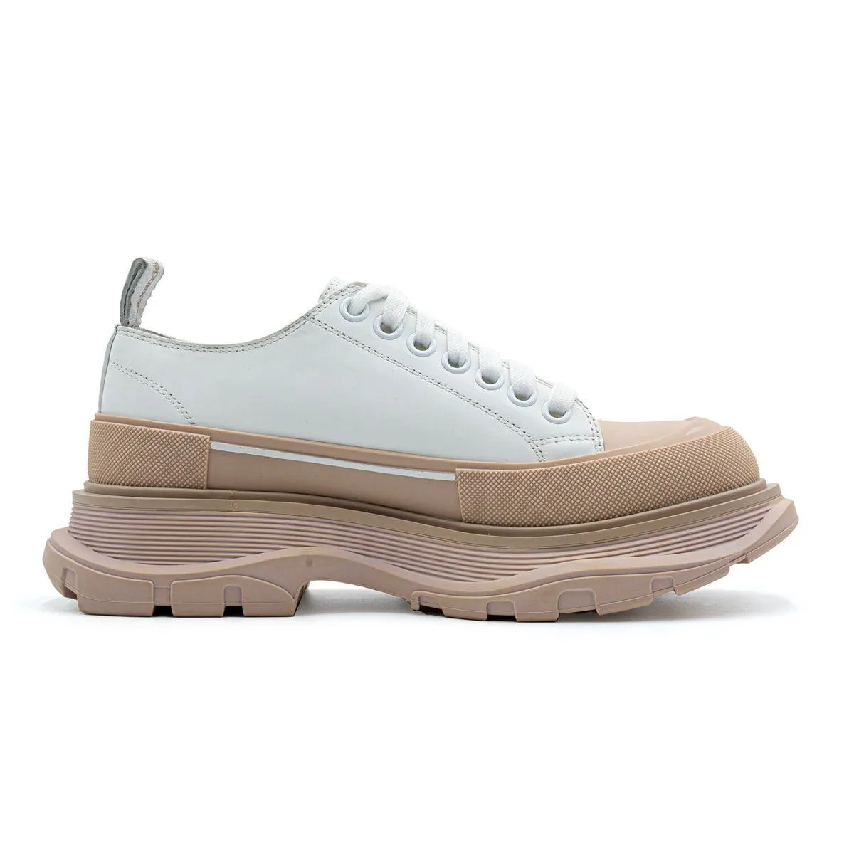 Alexander Mcqueen Ridged Sole Low-Top Sneakers Leather Beige Colour For Women