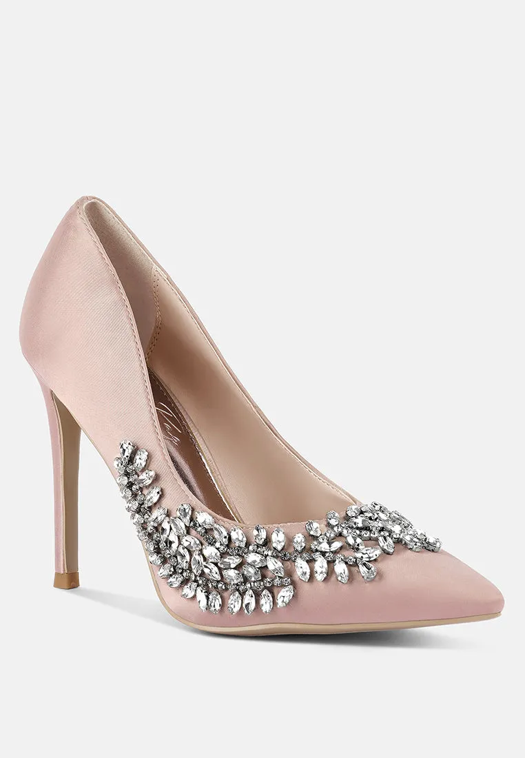 Ashlyn Rhinestones Embellished Satin Stiletto Pumps