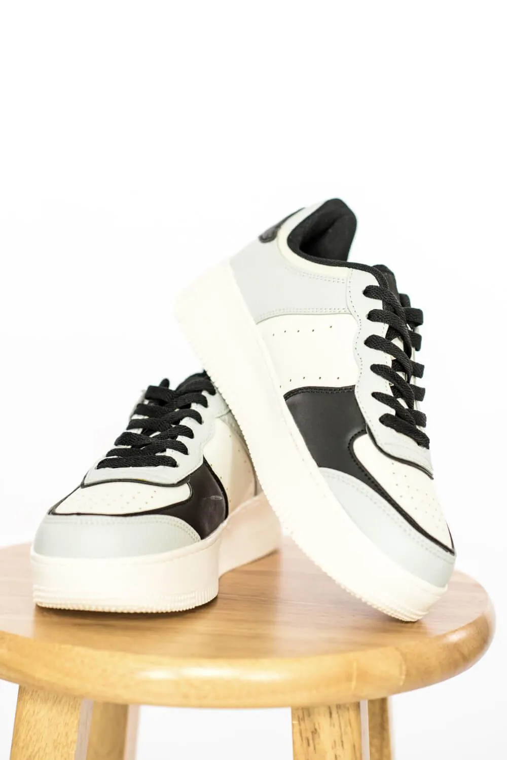 Berness Mile a Minute Platform Sneakers in White and Grey