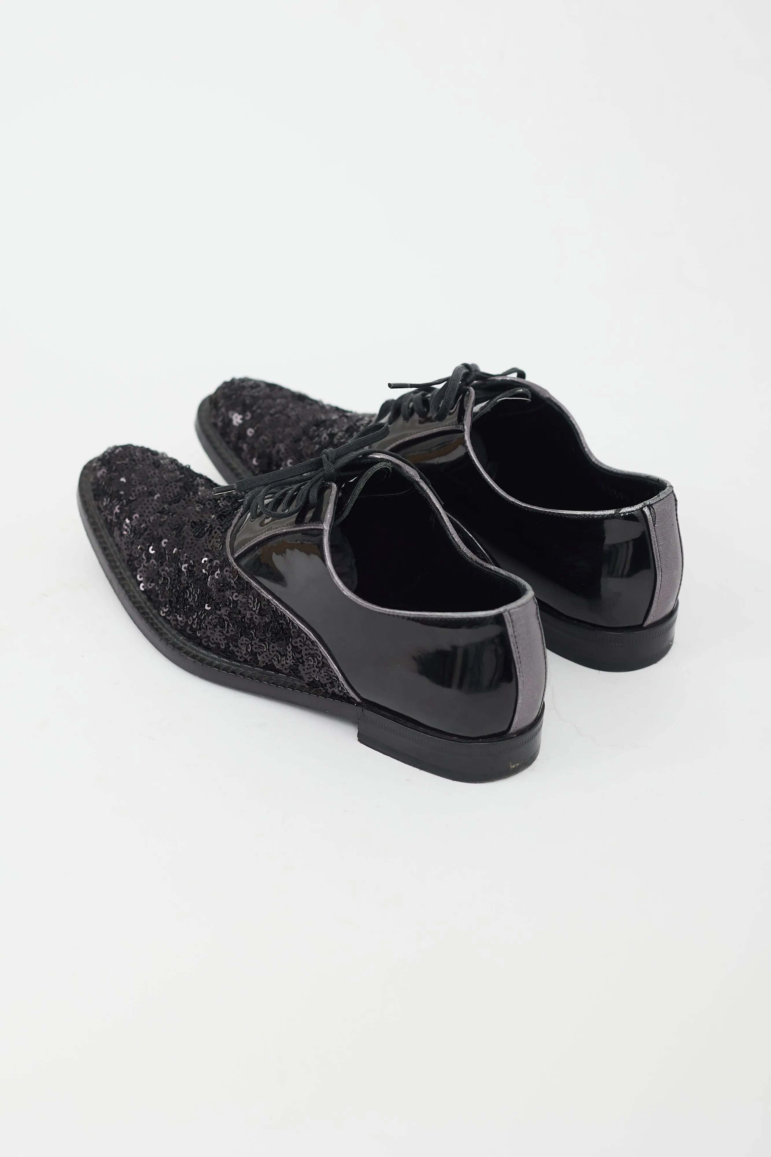 Black Patent Leather & Sequins Oxford