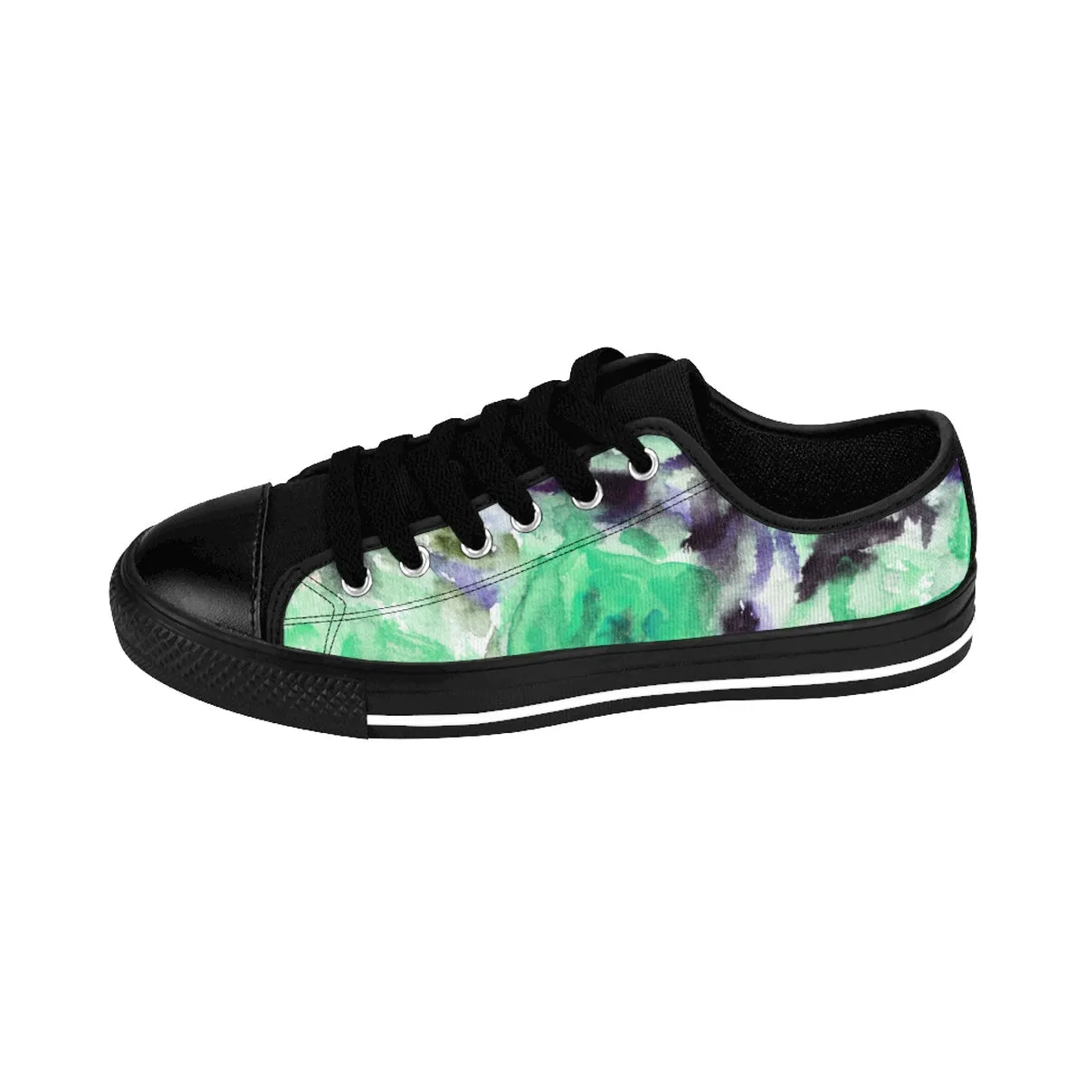 Blue Floral Women's Sneakers, Modern Flower Print Women's Low Top Shoes (US Size: 6-12)