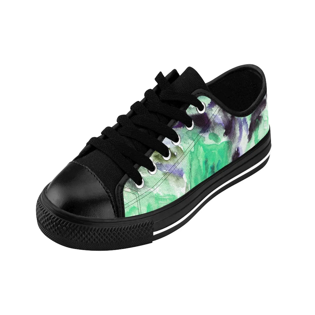 Blue Floral Women's Sneakers, Modern Flower Print Women's Low Top Shoes (US Size: 6-12)