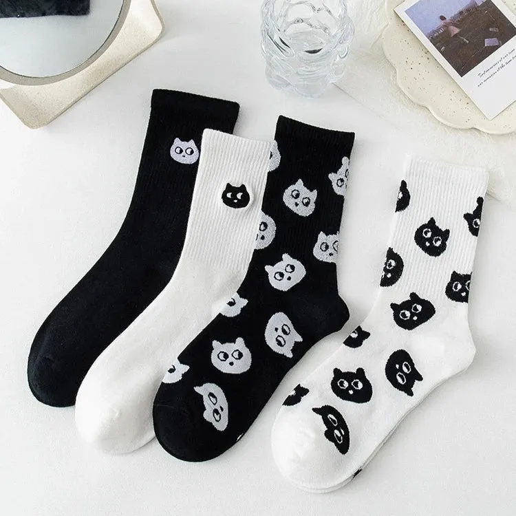 Cat Embroidery Cotton Socks