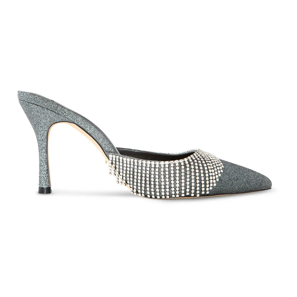 Catherine Vegan Pewter Silver Mules