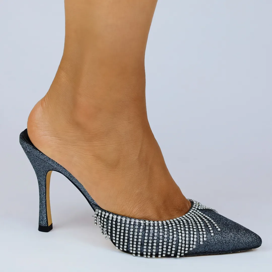 Catherine Vegan Pewter Silver Mules