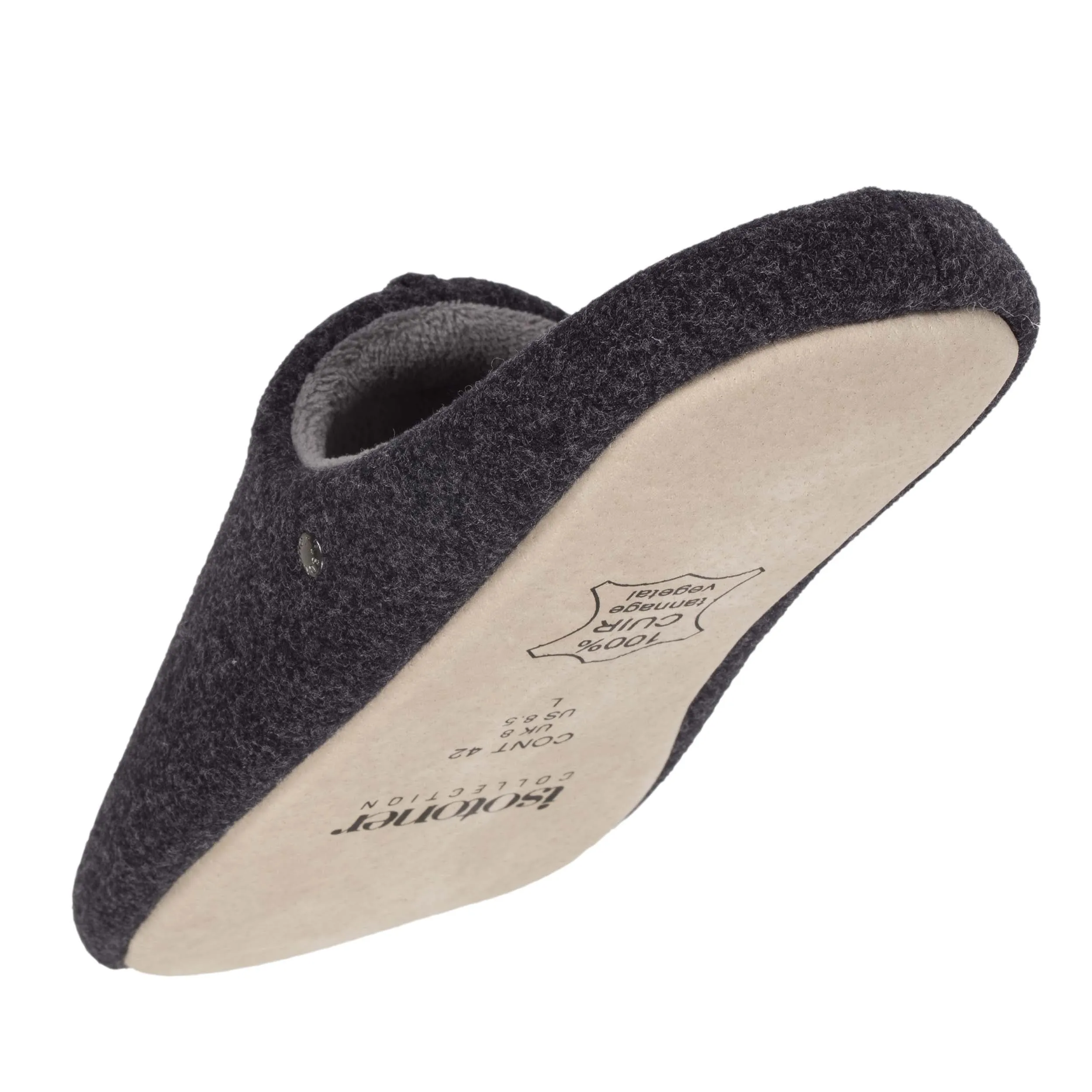 Chaussons mules Homme feutrine Marine Chiné