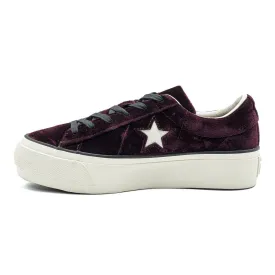 Converse One Star Ox Sangria Platform Low-Top Sneakers Velvet Purple Colour For Women