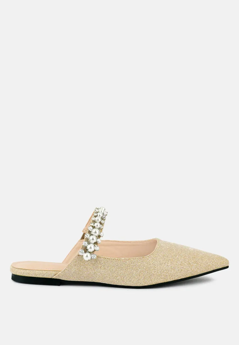 Geode Pearl Embellished Slip On Mules