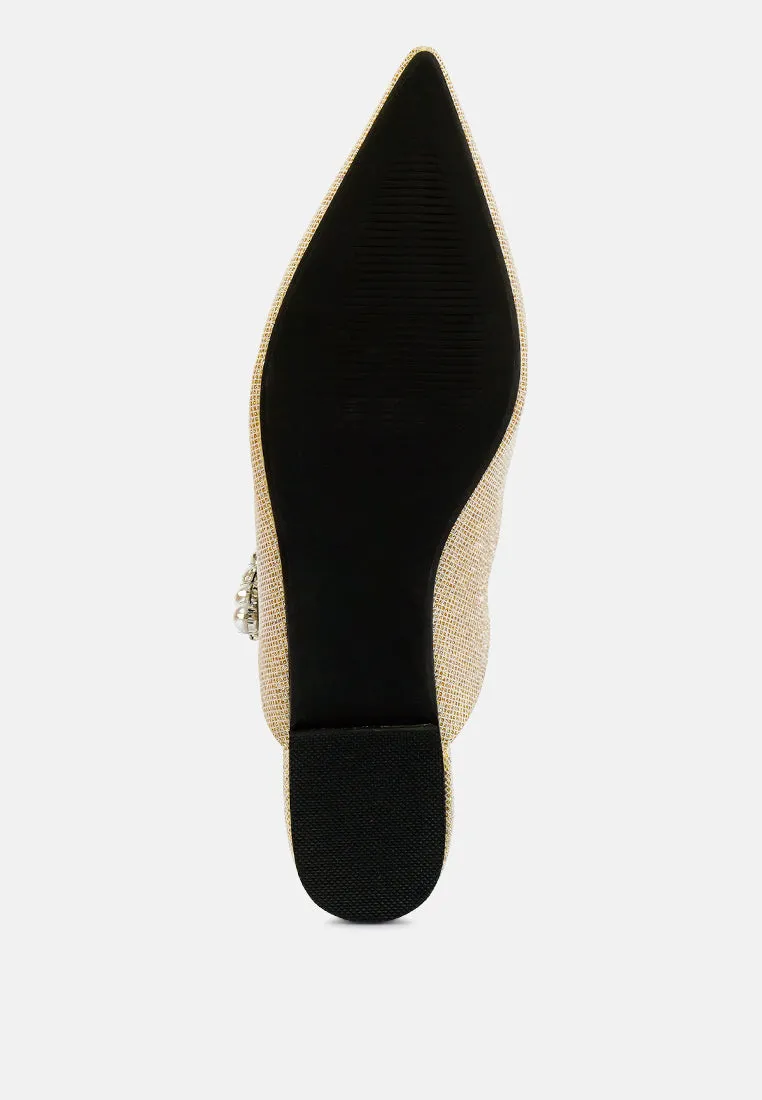 Geode Pearl Embellished Slip On Mules