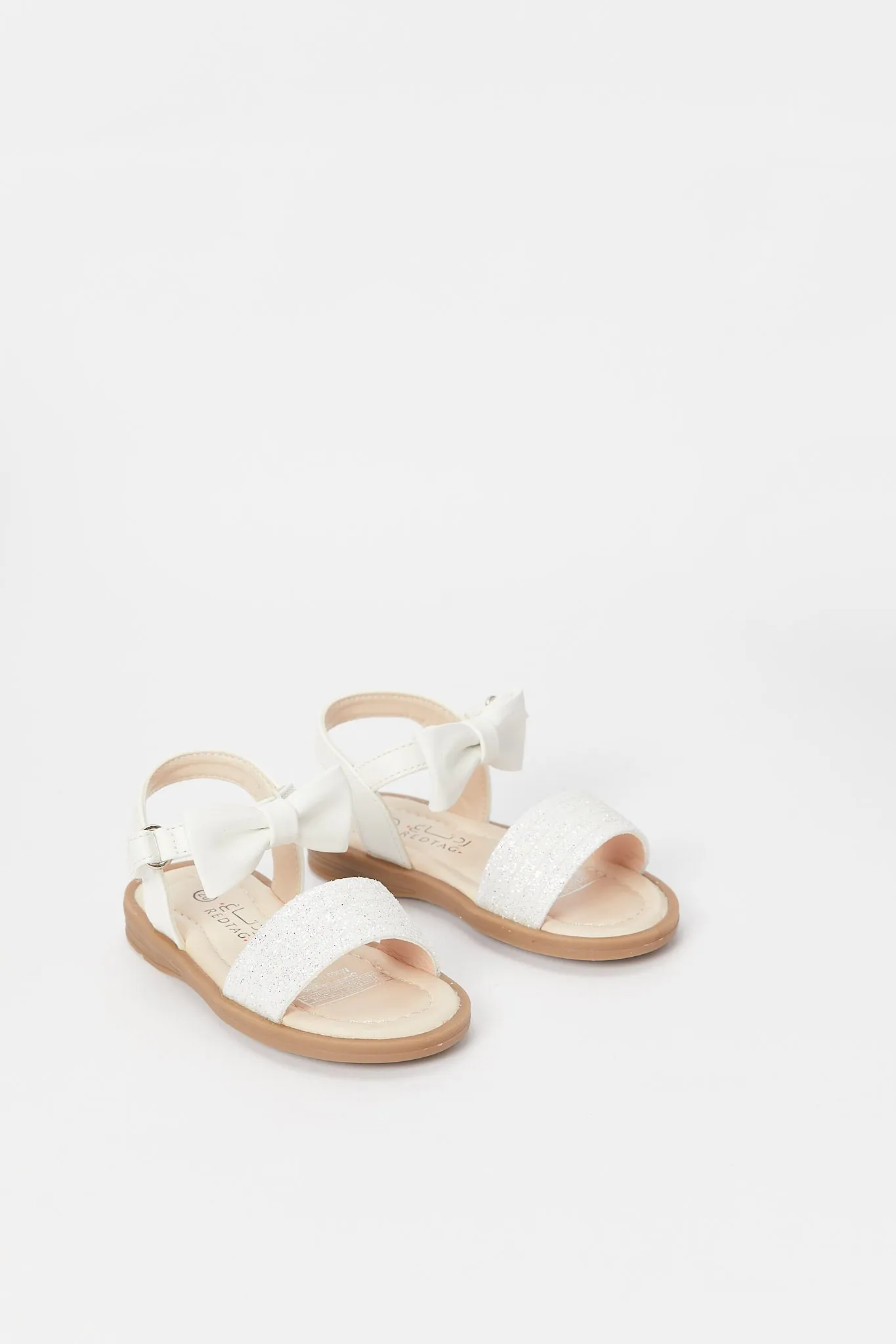 Girl White Bow Trim Sandal