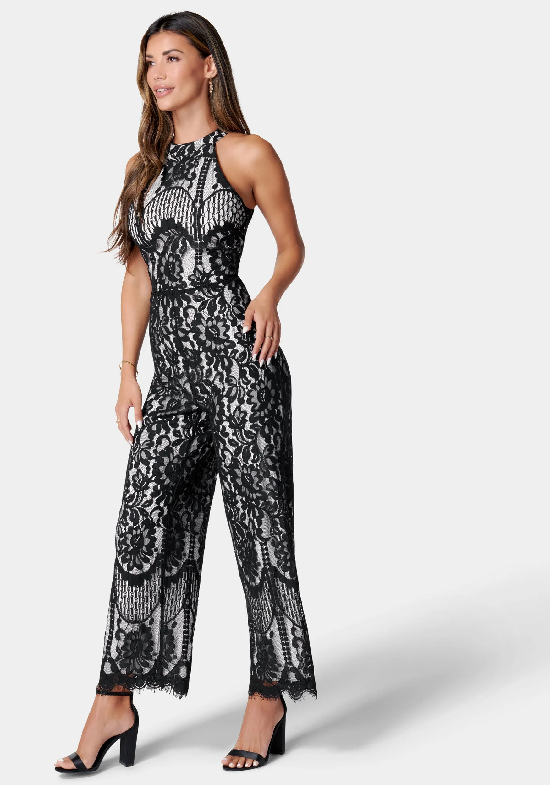 Halter Neck Lace Jumpsuit