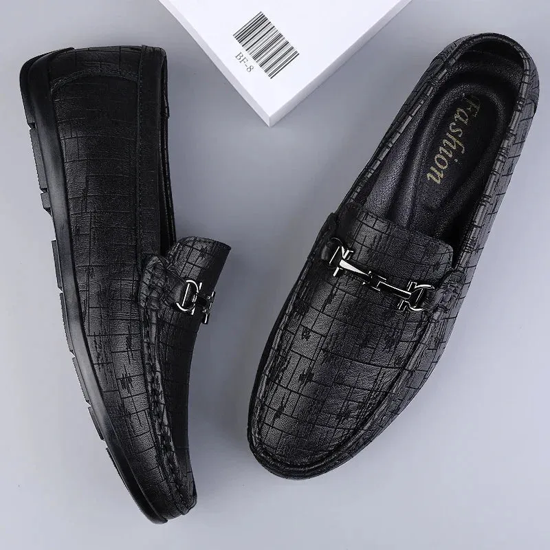 Hnzxzm Genuine Leather Men Shoes Luxury Trendy Casual Slip on Formal Loafers Men Moccasins Italian Black Male Driving Shoes Sneakers