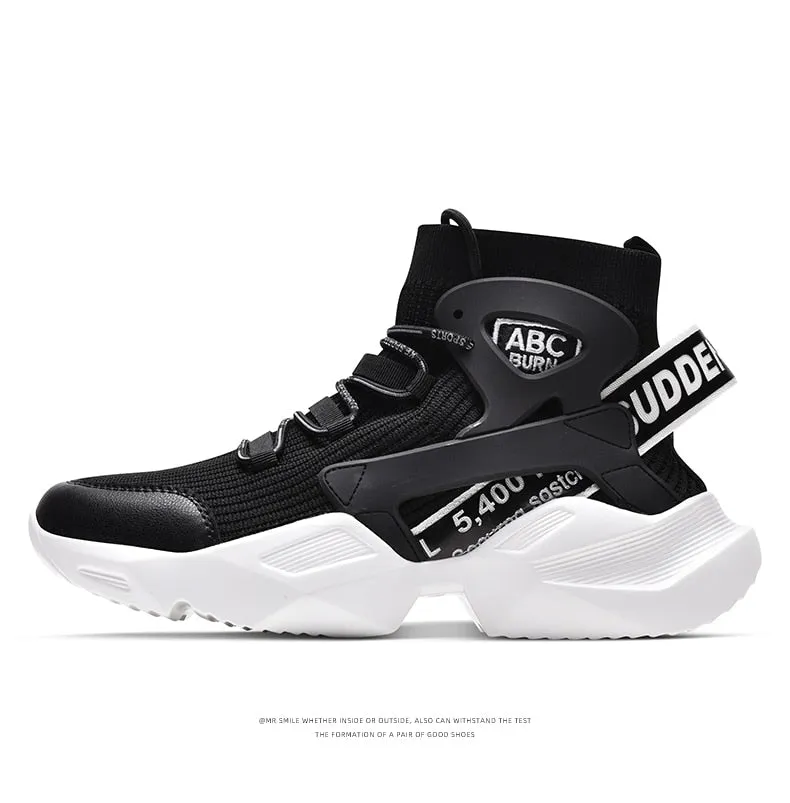 Hnzxzm Men's Socks for Casual Sneakers Male Mesh Breathable Platform Outdoor Walking Shoes Man High Top jogging Sneakers