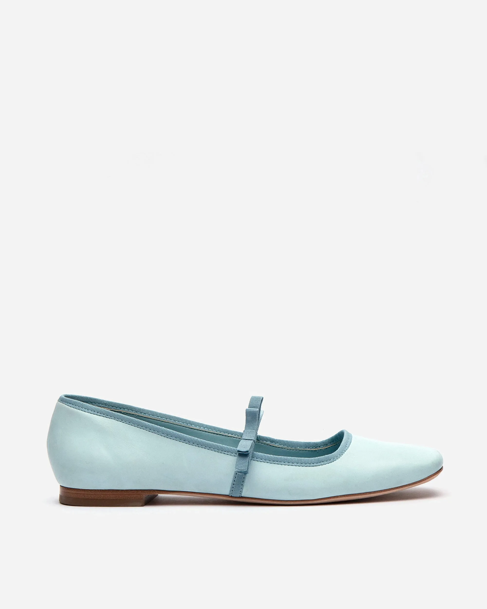 Jude Mary Jane Leather Flat Light Blue