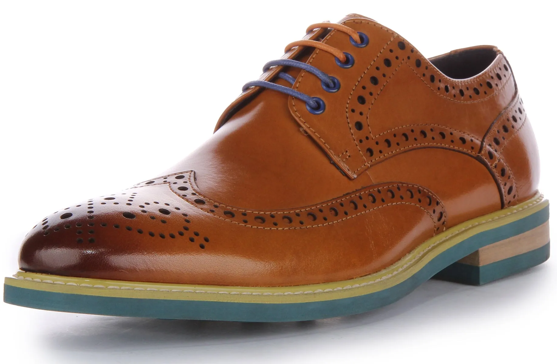 Justinreess England James In Brown Blue Brogues For Men