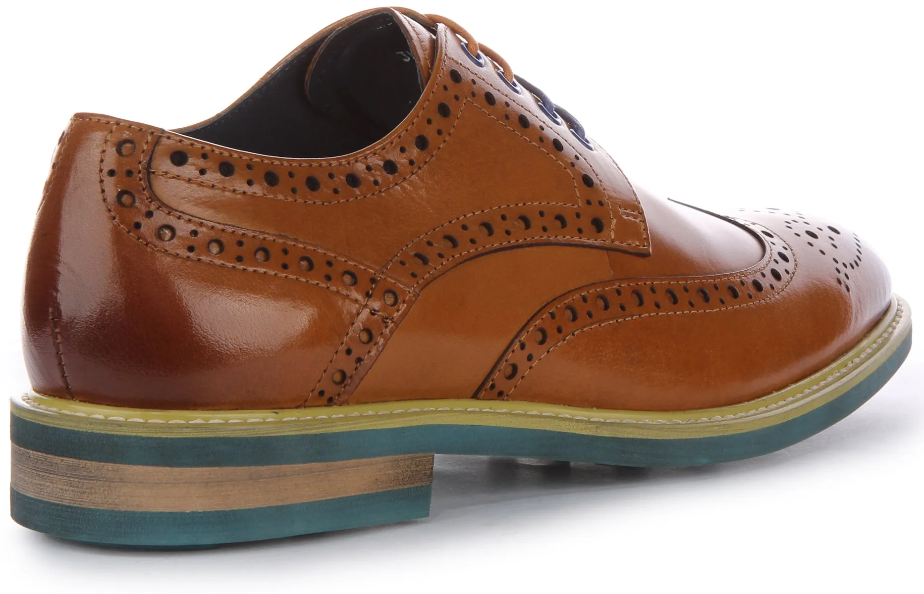 Justinreess England James In Brown Blue Brogues For Men