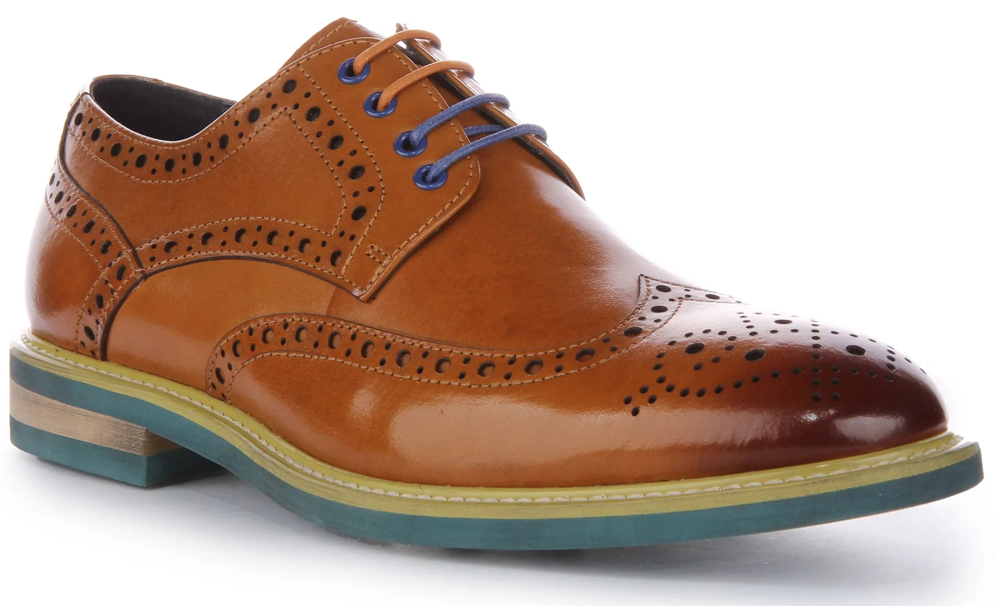 Justinreess England James In Brown Blue Brogues For Men