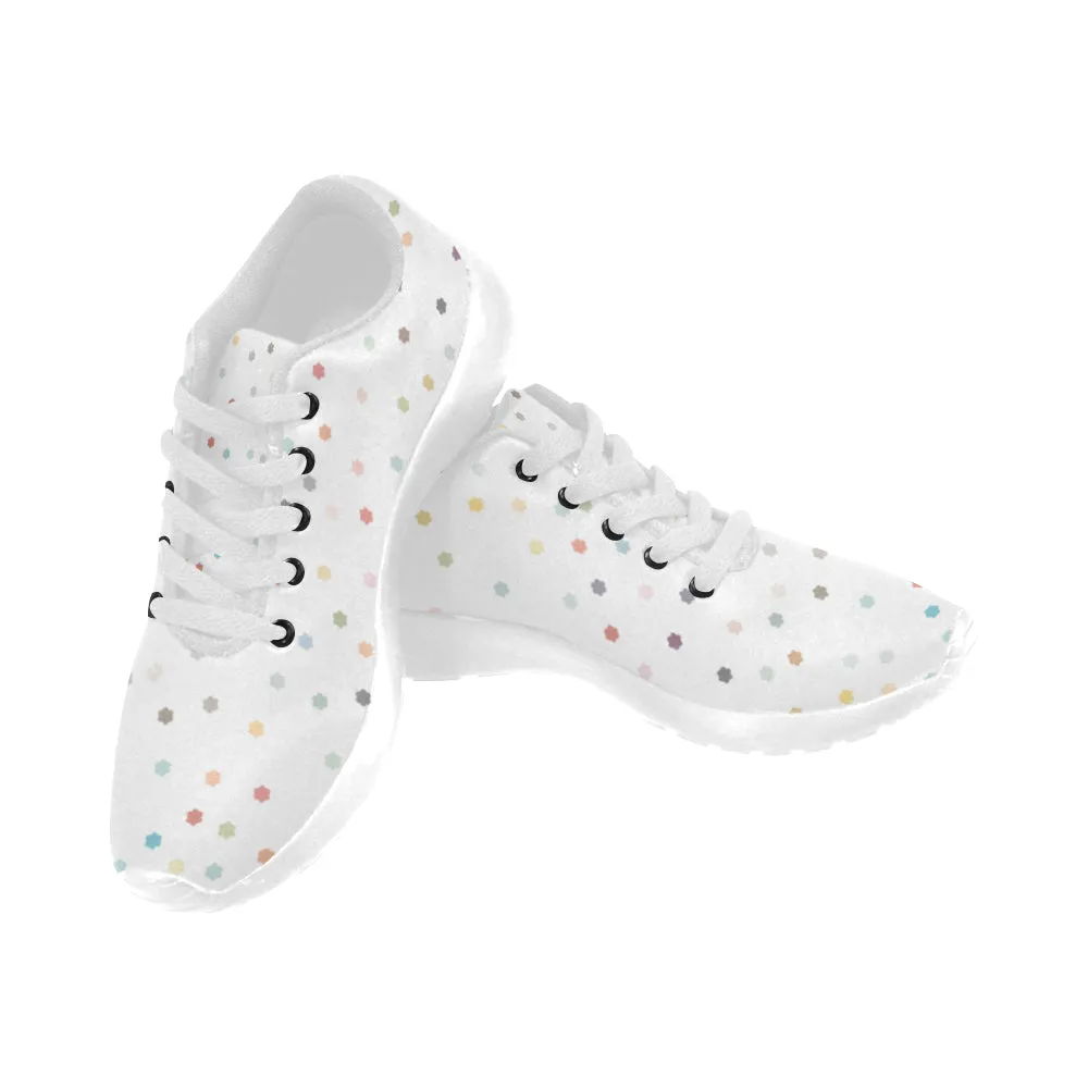 Kid's Rainbow Stars White Polka Print Canvas Sneakers