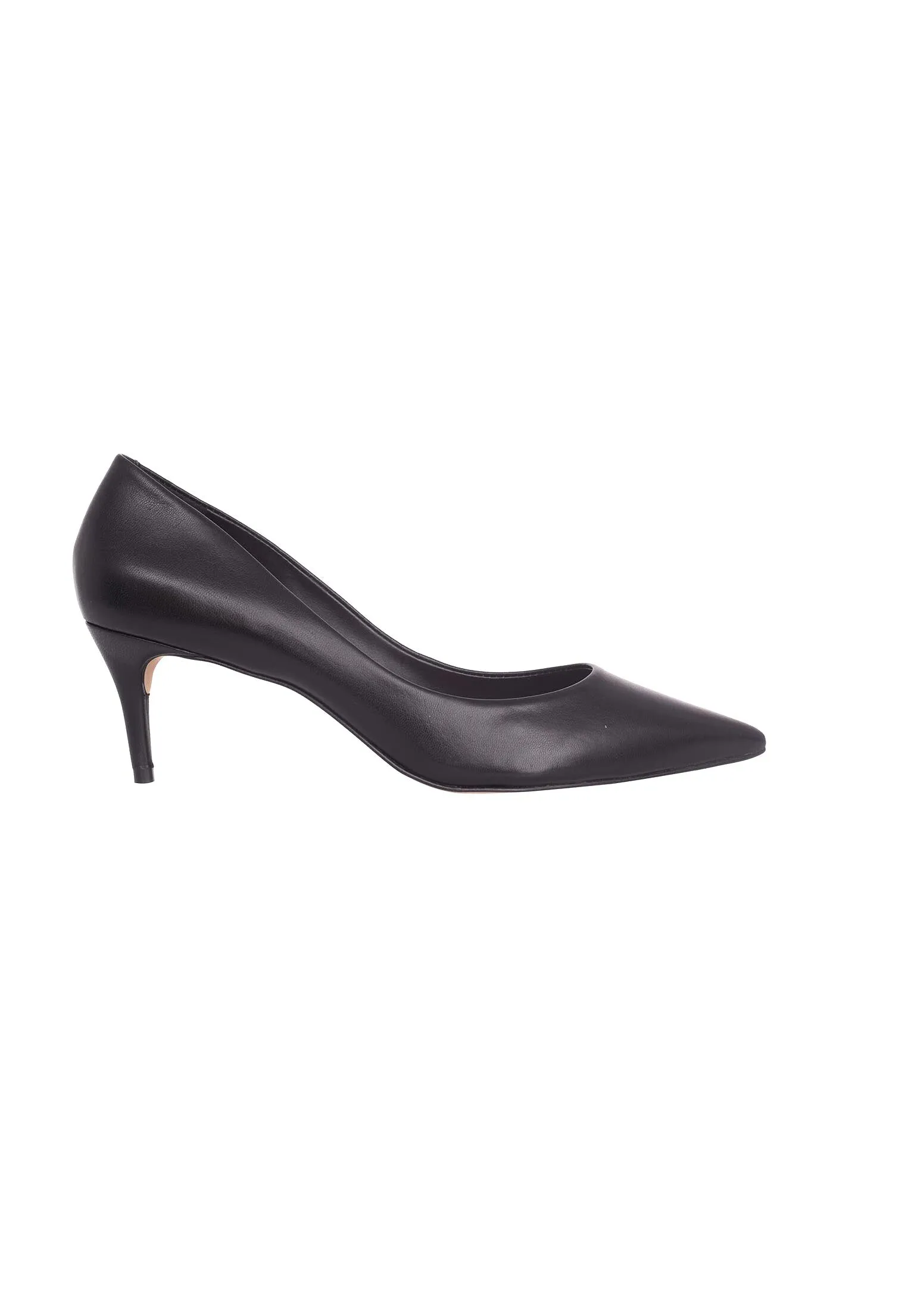 Ladies Black Leather Medium Heel Stilettos