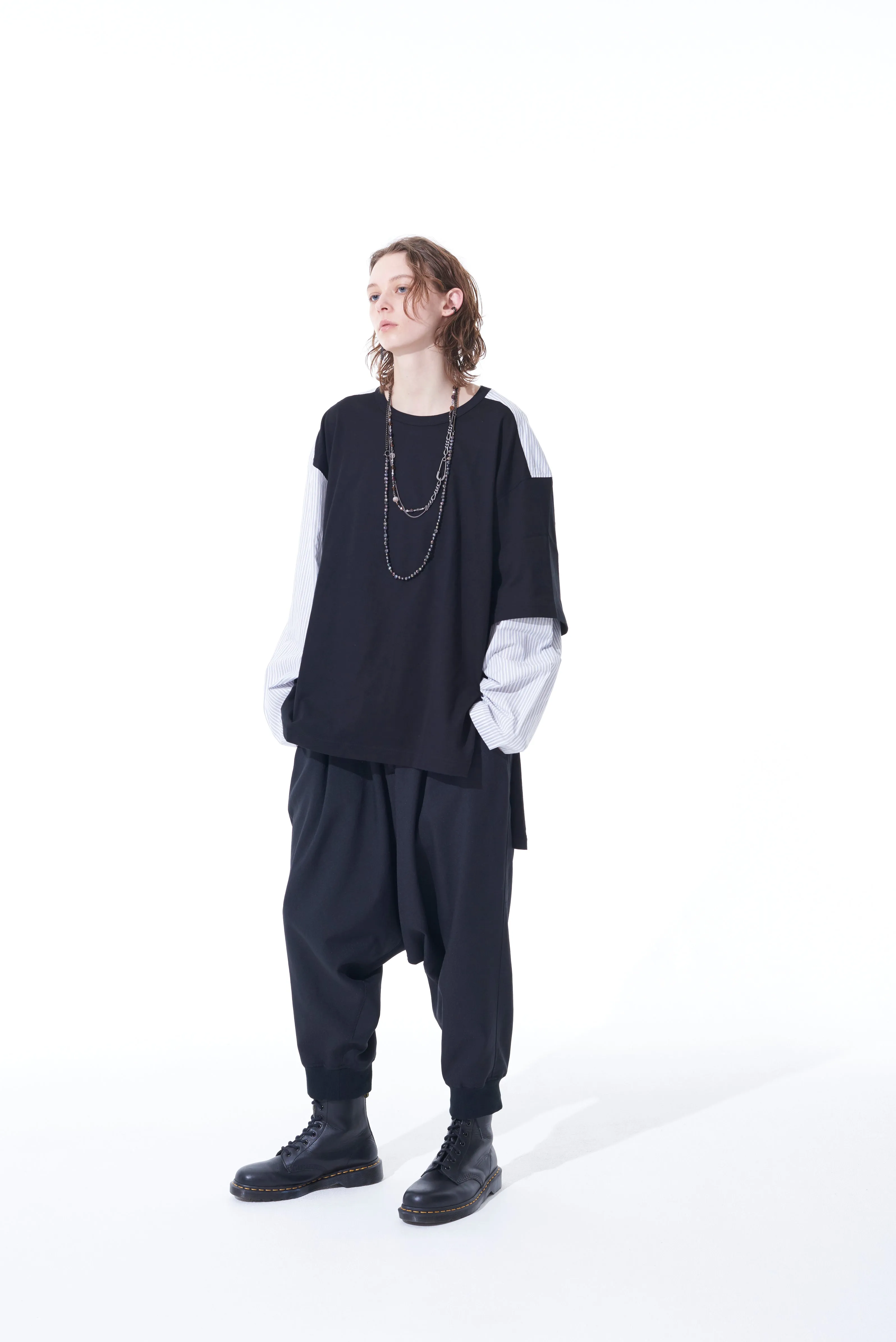 PE/STRETCH TWILL HEM RIB BALLOON SARUEL PANTS