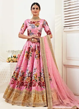 Pink Golden Wedding Lehenga Choli