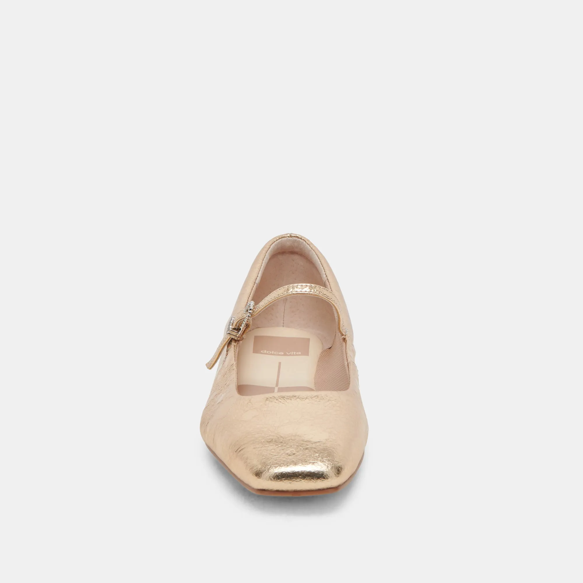 REYES WIDE BALLET FLATS GOLD DISTRESSED LEATHER