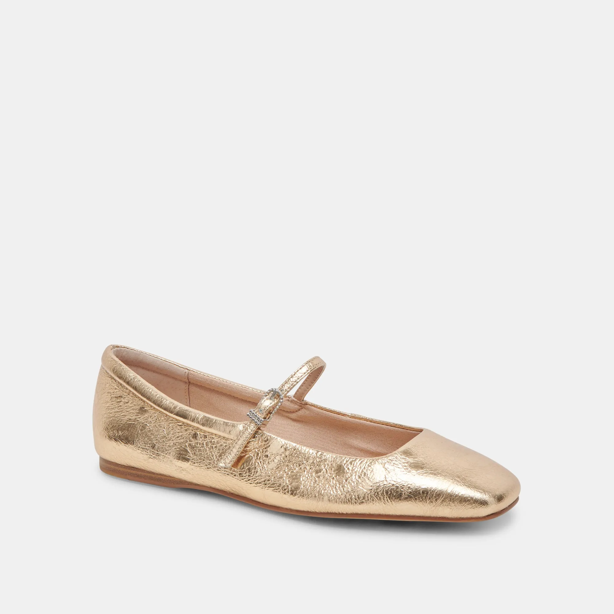 REYES WIDE BALLET FLATS GOLD DISTRESSED LEATHER