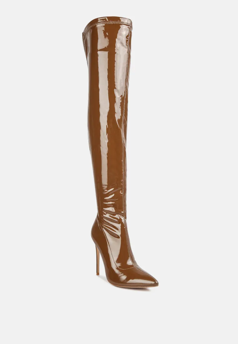 Riggle Long Patent Pu High Heel Boots