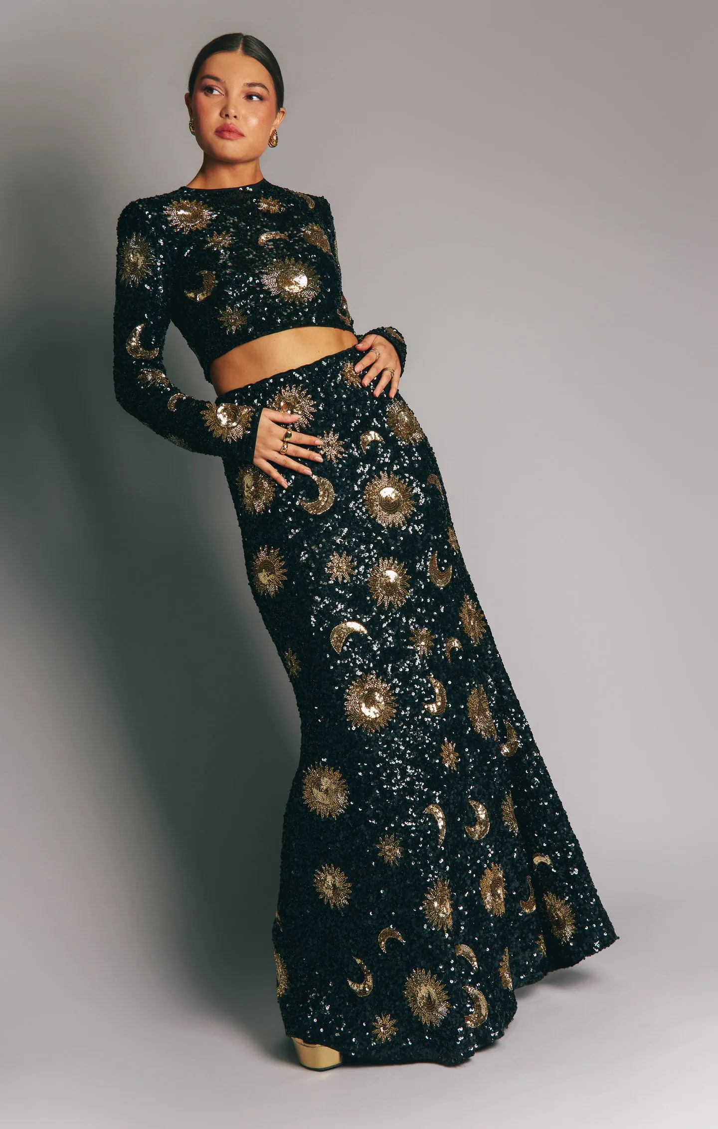 RSVP Skirt ~ Celestial Sequins Black