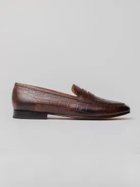 San Penny Embossed Loafer - Brown