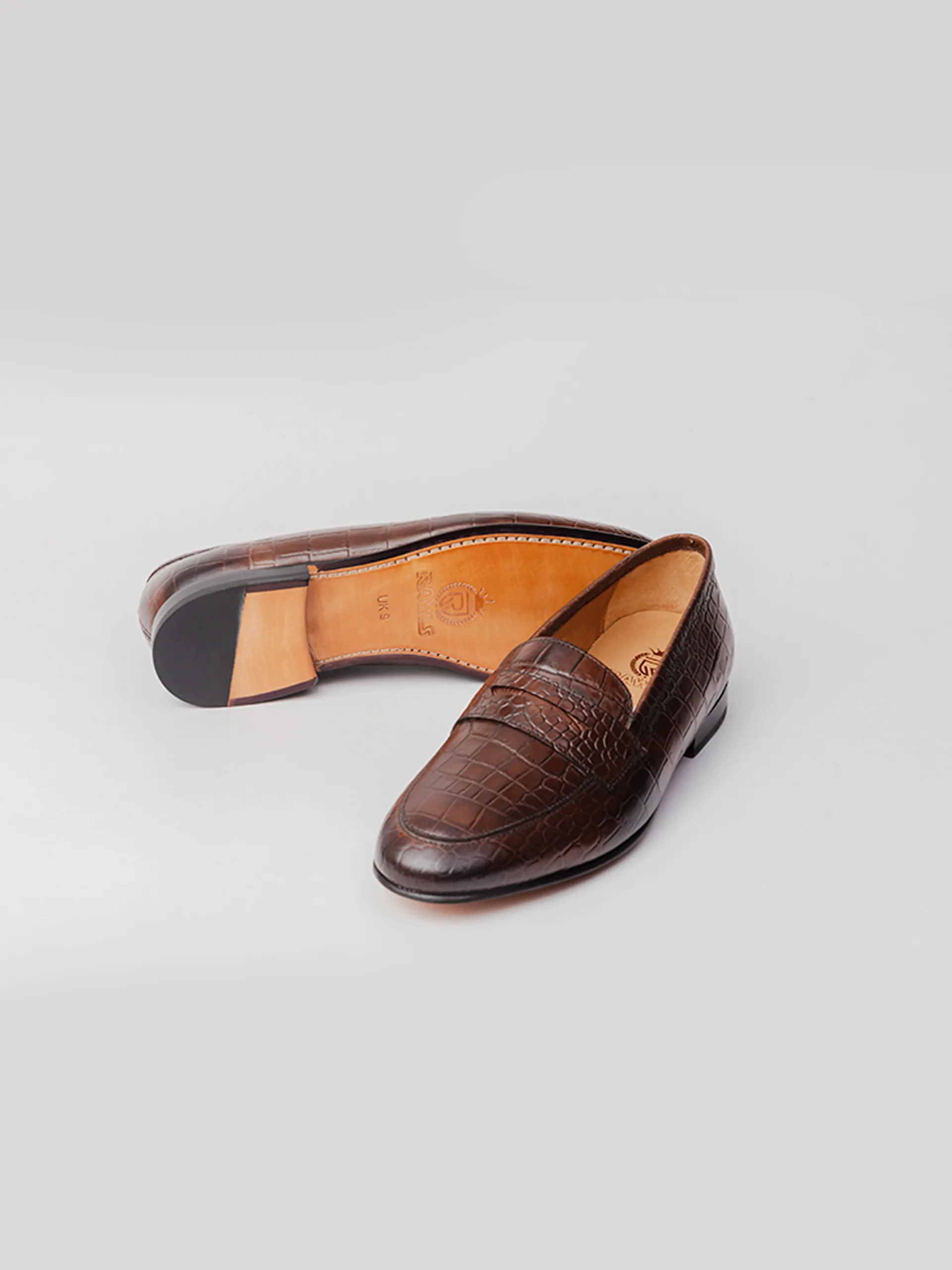 San Penny Embossed Loafer - Brown