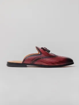 Seira Tassel Mules - Oxblood Patina