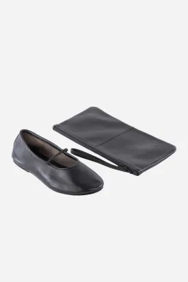 Seychelles Neon Moon Ballet Flat Travel Duo in Black Leather