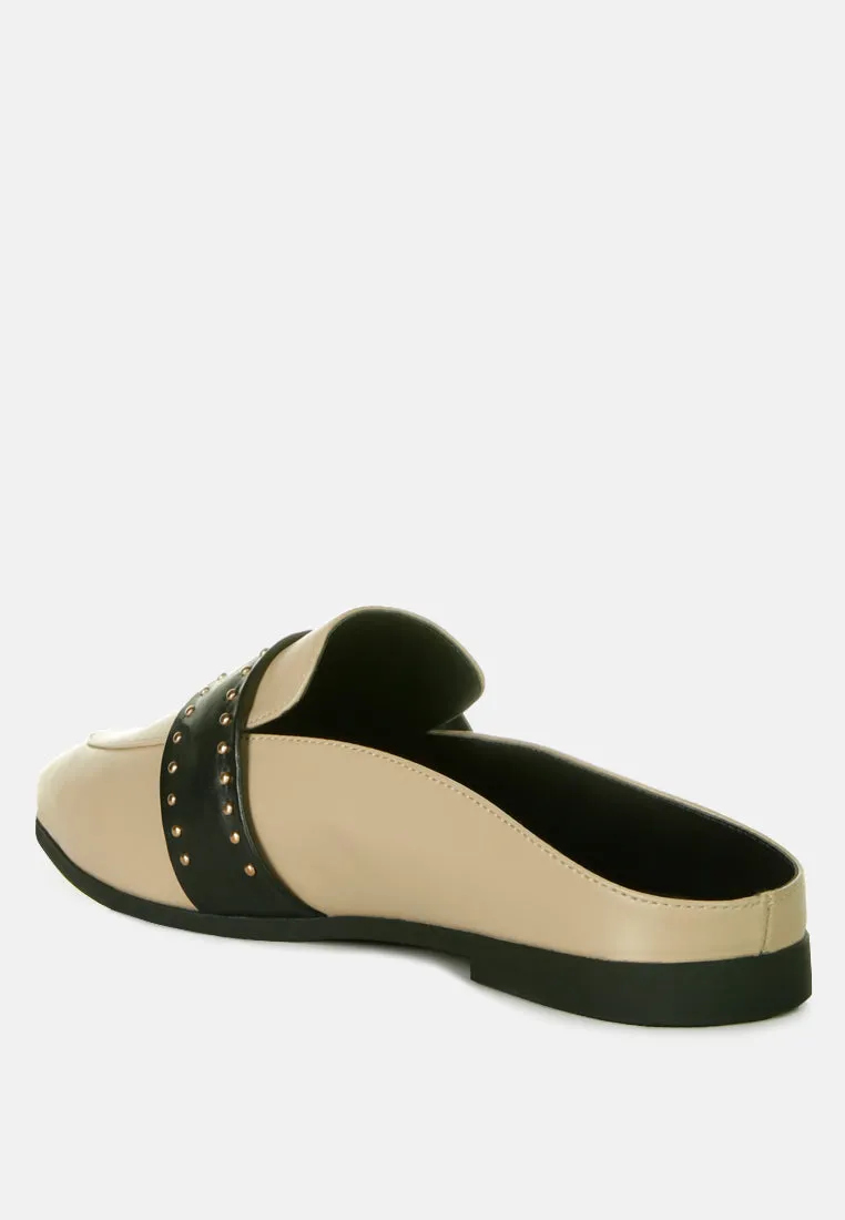 Walkout Faux Leather Studded Detail Mules