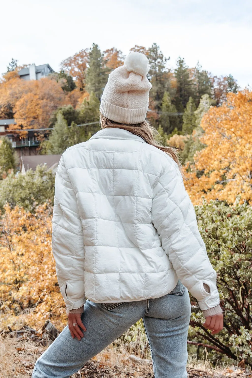 White Zip Up Puffer Jacket