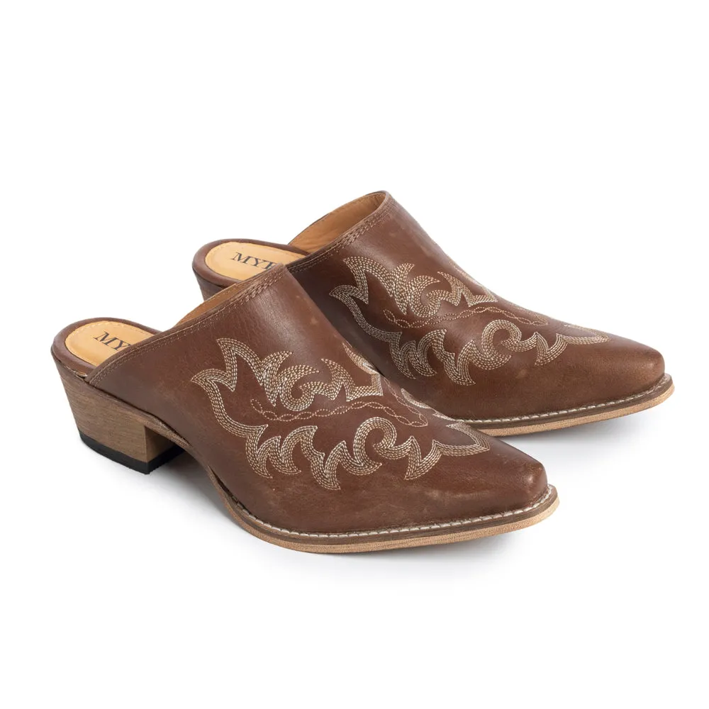 Ximena Ranch Mules in Chocolate Brown