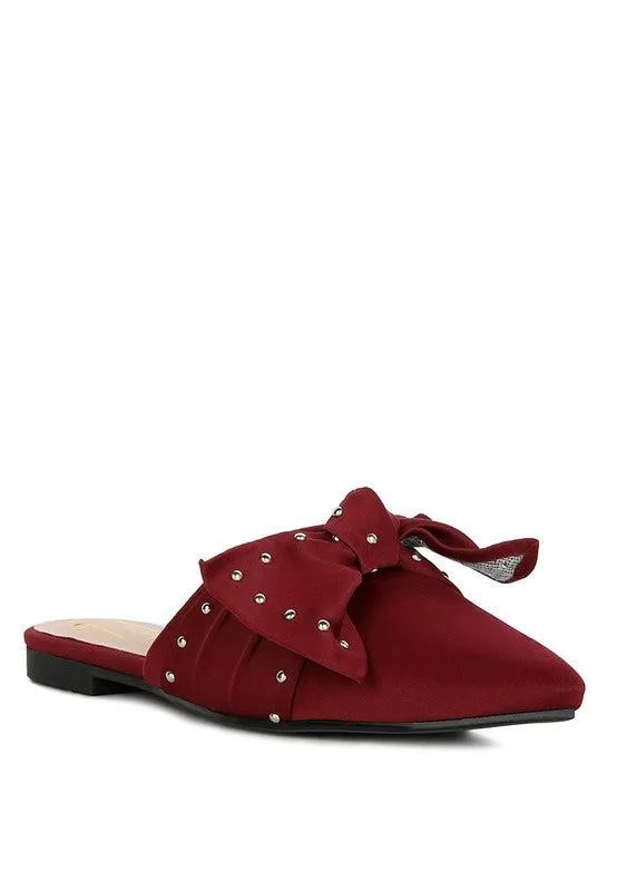 Yancy Studded Chic Bow Flat Mules