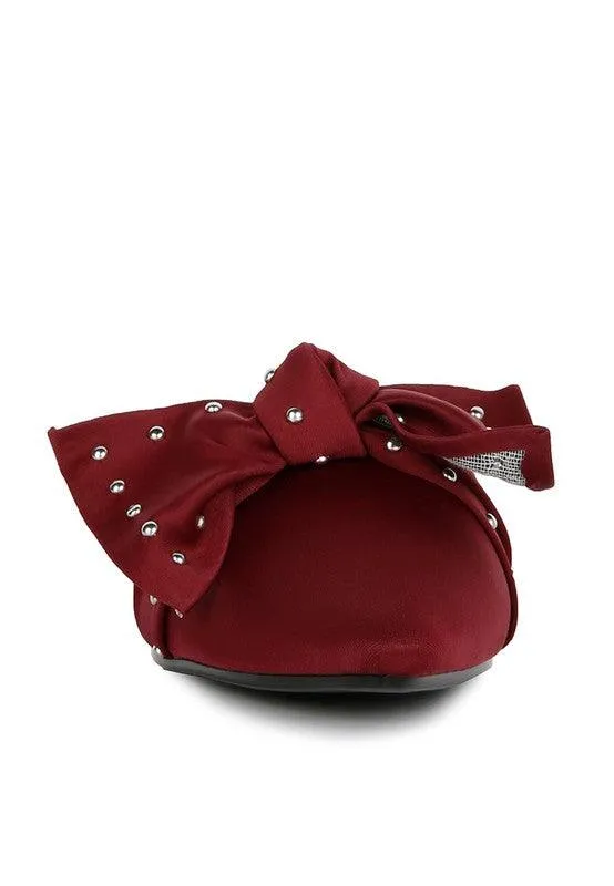 Yancy Studded Chic Bow Flat Mules